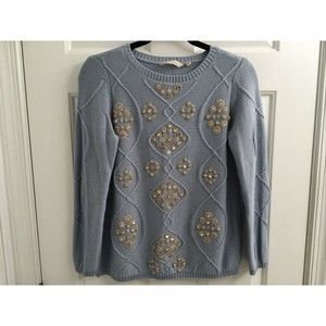 soft surroundings blue sequin sweater size petite xs